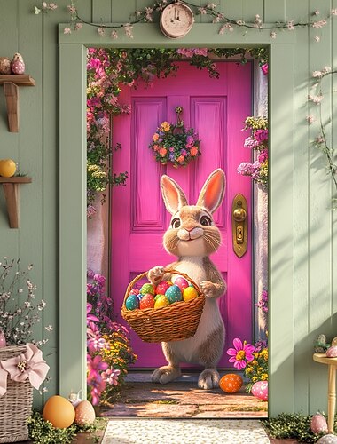  Türdekorationen Türüberzüge Hase mit Eiern Tür-Teppich Türvorhang Dekoration Hintergrund Innen/Außen Türbanner für die Eingangstür Bauernhaus