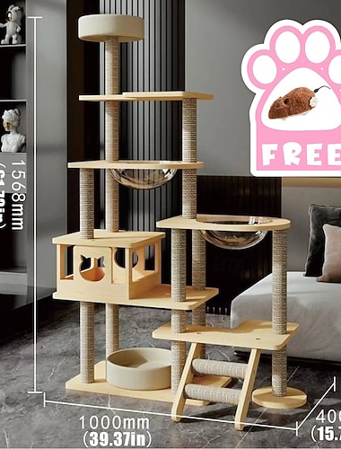  69 inch kattenboom/kattenboomhuis en torens voor grote kat/kattenklimboom met kattenflat/kattenboom krabpaal/grote kattenboom met meerdere verdiepingen