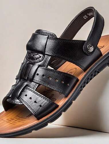  bruna gladiatorsandaler i konstläder för män – design med öppen tå med justerbar rem, bekväm sula för vardags- och utomhusbruk