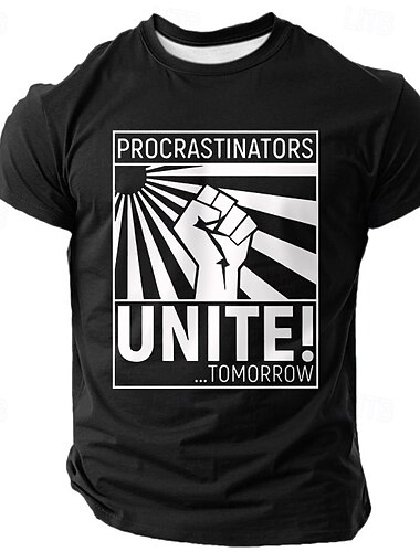  Camisa Gráfica Divertida para Hombres Procrastinadores Unámonos Mañana Humor de Estilo de Vida de Manga Corta