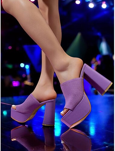  Per donna scarpe da sposa Matrimonio tacchi da sposa Sandali da sposa Scarpe da sposa Quadrato Occhio di pernice Di tendenza A maglia Con lacci intrecciali Tessuto almond Nero Blu