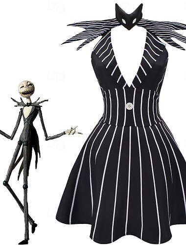  O pesadelo antes do Natal Jack Skellington Vestidos Ocasiões Especiais fantasia sexy for Mulheres Adulto Natal Dia Das Bruxas Carnaval Festa Bandagem