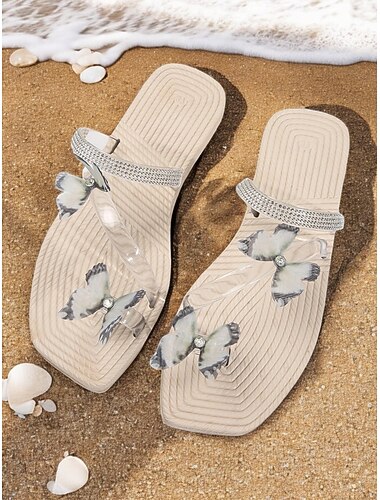  dames transparante vlinder-versierde sandalen met strass-detail – chique en elegante zomerschoenen voor casual uitjes en strandkleding