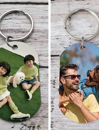  Personalisierte beidseitige Foto Schlüsselanhänger – Individuelles Hochzeitsgeschenk für Paare Edelstahl Anhänger Ornament Geschenk für Freund Freundin Tiergedächtnis