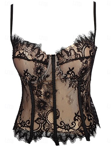  Femme Guêpière Gaine Dentelle Dos NuNightwearPolyester Rendez-vous Soirée Festival Couleur Pleine Sexy Noir Beige Eté