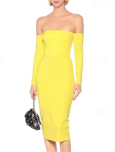  Empfang, kleine weiße Kleider, Boho-Brautkleider, Etui-/Säulen-Kleid, schulterfrei, 3/4-Ärmel, wadenlang, Stretch-Stoff, Brautanzüge, Brautkleider mit Drapierung, einfarbig, 2025