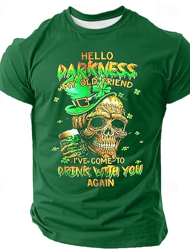  St. Patrick Herren Shamrock Irisches T-Shirt Kurzarm T-Shirt 3D Druck Rundhals-Hemd Designer Casual Party Urlaub Club Weiß Grün Olivgrün Sommer Frühling Kleidung Bekleidung S M L XL XXL XXXL