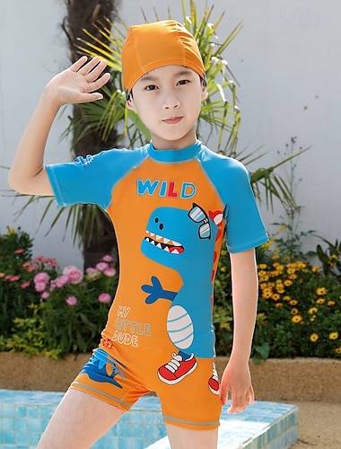  Kinderen Jongens Zwempak Dinosaurus Korte mouw Strand Vakantie Marine Blauw Zomer Kleren 4 jaar +