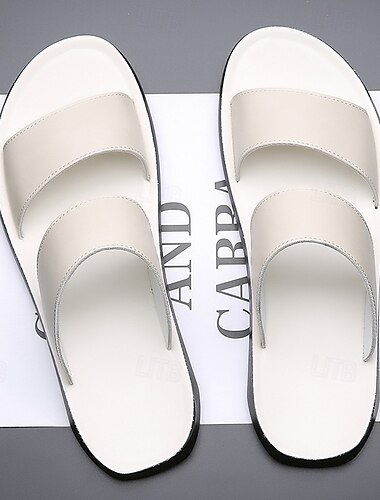  Herren-Sandalen aus hellbraunem Kunstleder – minimalistisches Doppelriemen-Design, leichtes und bequemes Sommerschuhwerk für den Strand und die Freizeit