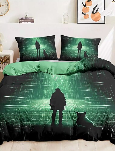  Sada povlečení na přikrývku ze 100% bavlny na portrét domácího mazlíčka trippy kočka povlečení měkká třídílná sada vhodná pro dospělé i děti dvoudílná sada povlečení na přikrývku vánoční maska