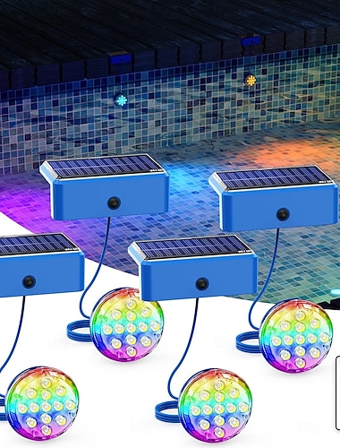  luce solare per piscina rgb ip68 impermeabile con telecomando, luce subacquea regolabile a 16 colori per piscine, stagni e fontane 1 pz