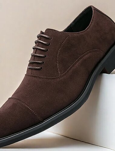  Heren bruine suède oxford schoenen – klassieke veterschoenen voor formele en zakelijke gelegenheden, comfortabele en stijlvolle schoenen