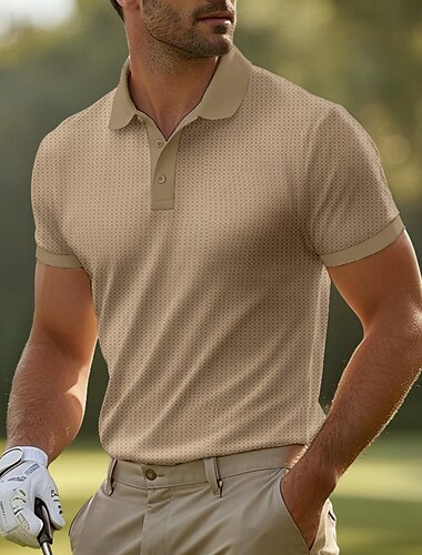  Herren Waffel-Poloshirts Poloshirts Lässig Ferien Revers Gerippter Polokragen Kurzarm Mode Basic Einfach Knöpfe Weich Sommer Frühling Normale Passform Hellgelb Weiß Rote Grün Khaki Grau