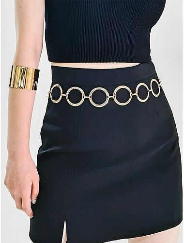  Cinturón circular de cadena dorada para mujer: joyería de moda para ropa de playa, fiestas y conjuntos de verano