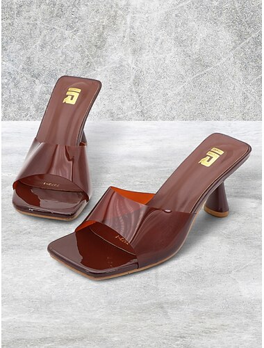  sandales à talons hauts transparentes marron pour femmes – mules chics et modernes pour les fêtes, les tenues décontractées et les sorties d'été