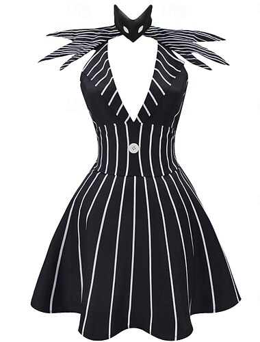  Painajainen ennen joulua Jack Skellington Mekot Asu Seksikäs puku Elokuva-cosplay for Naisten Aikuisten Halloween Karnevaali Juhla Klubi
