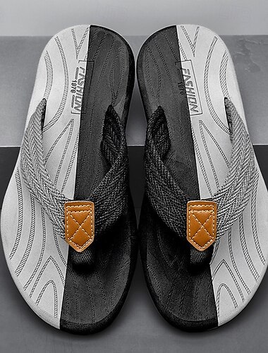  Freizeit-Flip-Flops für Herren – strapazierfähige strukturierte Sohle mit geflochtenen Riemen für Strand, Pool und den alltäglichen Sommergebrauch