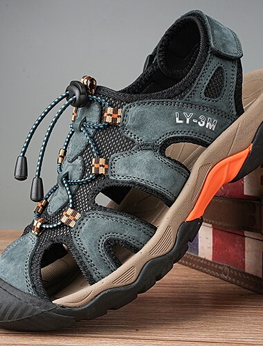  Geschlossene Outdoor-Sandalen für Herren – strapazierfähiges Wildleder- und Mesh-Design mit verstellbaren Riemen, rutschfester Sohle, perfekt zum Wandern und für Sommerabenteuer