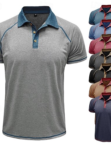  Ανδρικά Πόλο Business Polo Επιχείρηση Causal Πέτο Κλασσικά Κοντομάνικο Συνδυασμός Χρωμάτων Κεντητό Κουμπιά Καλοκαίρι Άνοιξη & Χειμώνας Μπλε Λίμνης Κόκκινο Ρετρό Σκούρο γκρι Μαύρο Βαθυγάλαζο Χακί Πόλο