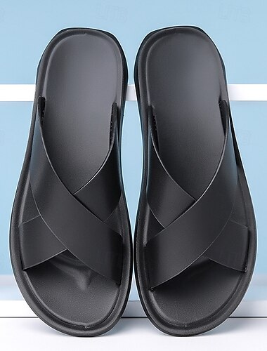  Braune Schlupfsandalen mit Kreuzriemen für Herren – leichtes, bequemes Design für den Strand und den lässigen Sommer