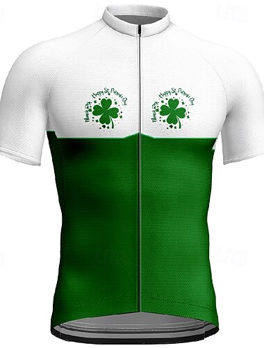  Herren St. Patricks Trikot Radtrikot fahrradbekleidung Fahrradtrikot Kurzarm Fahhrad T-Shirt Trikot mit 3 Gesäßtaschen MTB Mountain Atmungsaktiv Schnelltrocknend Anatomisches Design