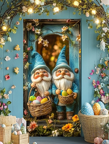  Decorazioni per porte coperture per porte gnomi uova arazzo per porte decorazione per tende sfondo bandiera per porte anteriori fattoria