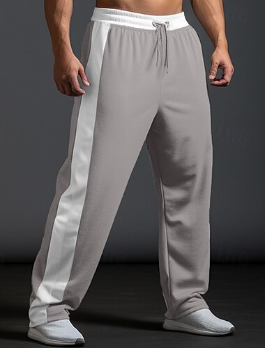  Voor heren Joggingbroeken Joggingbroek met wijde pijpen Broek Zak Trekkoord Elastische taille Kleurenblok Comfort Ademend Buiten Dagelijks Uitgaan Modieus Casual Zwart Donkergrijs