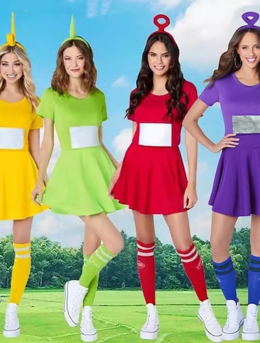  エイリアンコスチューム テレタビーズ カーニバルコスチューム ドレス ヘッドバンド 子供用 成人 女性用 面白いコスチューム 性能 パーティー カーニバル マルディグラ 簡単なカーニバルコスチューム