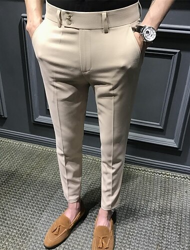  Per uomo Laurea Pantaloni Eleganti Pantaloni Chinos Bottoni Tasca Semplice Comodità Formale Feste Lavoro Moda Stile Classico Nero Bianco Micro-elastico