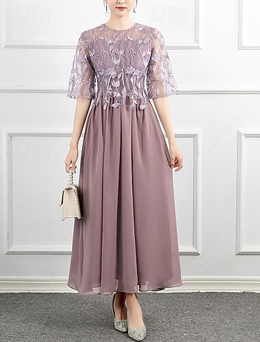  a-linie kleid mutter der braut kleid formale elegante funkeln&amp;Shine Jewel Neck Knöchellänge Chiffon Langarm mit Spitzenstickerei einfarbig 2025