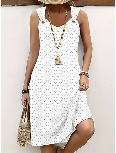  Women's Long Dress Maxi Dress Casual Dress A Line Dress Elegant Stylish Casual Vacation Daily Date Regular Fit Plain Sleeveless Crew Neck White Summer Spring