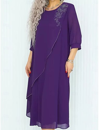  Női Hosszú ruha Maxi ruha hétköznapi ruha A vonalú ruha Elegáns Stílusos Munka Napi Eljegyzés Laza öltözet Sima Háromnegyedes Terített nyak Fekete Királykék Bíbor Világoskék Nyár Tavasz