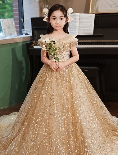 Virágoslány ruha gyerekek Lány Hercegnő ruha Teljesítmény Esküvő Parti Elegáns gyönyörű Háló Tömör szín Rövid ujjú Terített nyak Pezsgő 4 év +   Virágoslány ruha gyerekek Lány Hercegnő ruha Teljesítmény Esküvő Parti Elegáns gyönyörű Háló Tömör szín Rövid ujjú Terített nyak Pezsgő 4 év +