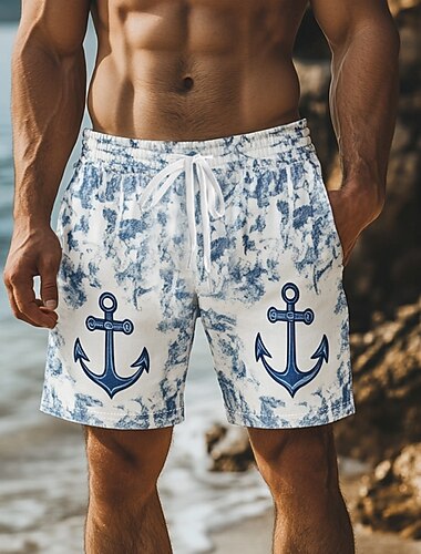 Homens Tintura Tie Dye Náutico Âncora Calção Justo de Natação Shorts de Natação Bermuda de Surf Cintura Média Roupa de rua Havaiana Casual Diário Feriado Bolsos Com Cordão Cintura elástica Designer   Homens Tintura Tie Dye Náutico Âncora Calção Justo de Natação Shorts de Natação Bermuda de Surf Cintura Média Roupa de rua Havaiana Casual Diário Feriado Bolsos Com Cordão Cintura elástica Designer