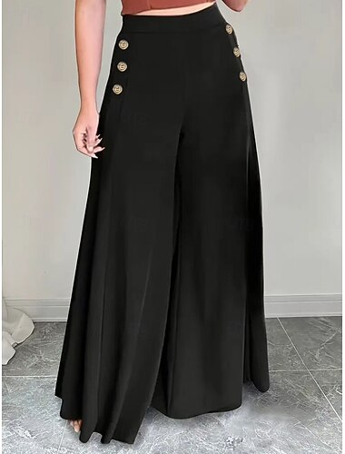  Damen Frech Elegant Casual In voller Länge Hoher Taillenbund Unelastisch B¨¹ro Casual Täglich Schwarz Sommer Frühling Herbst Regular Fit