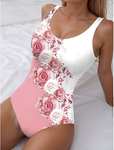  Vrouwen Badmode 1-delig Monokini Badpak Rugloos Buikcontrol Hoge Taille Slank Vakantie Strandkleding Ombre U-hals Mouwloze Badpakken