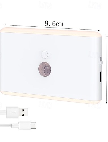  Luz nocturna con sensor de movimiento PIR de 1 pieza: luz de gabinete que cambia de color RGB, lámpara de noche con detección corporal y carga USB para escaleras, dormitorio y pasillo