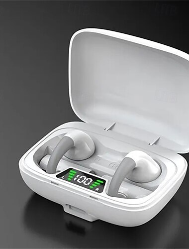  Casque Bluetooth 5.3 de sport avec annulation de bruit écouteurs gaming sans fil écouteurs stéréo non intra-auriculaires affichage LED de l'état de la batterie étui de chargement pour smartphone