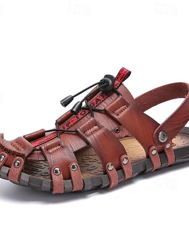  Outdoor-Sandalen aus Kunstleder für Herren – atmungsaktives Gladiator-Design mit verstellbarem Kordelzug zum Wandern, für den Strand und als lässige Sommerbekleidung