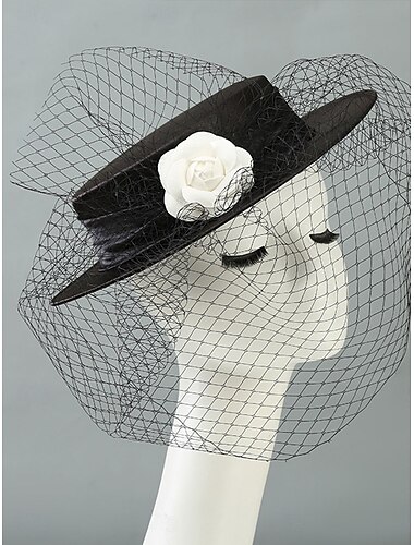 Tocado sombrero de velo sinamay boda elegante vintage lindo con tocado de gorra sombrero de derby fascinadores vestido de carrera 2025