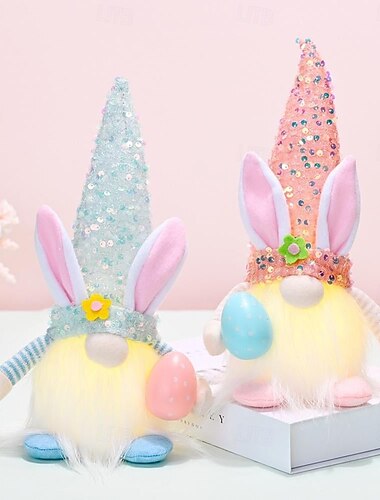  Luz LED de Pascua, luz nocturna decorativa, huevo brillante, conejo, muñeco, decoración festiva para interiores con pilas AAA para decoración del hogar, 1 unidad