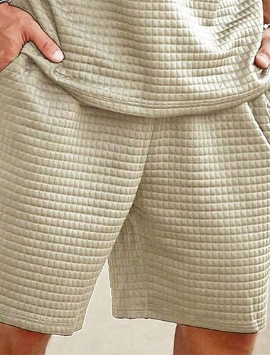  Pánské Vafle šortky Tepláky Kraťasy Letní šortky Kapsy Šňůrky Elastický pas Bez vzoru Pohodlné Krátký Outdoorové sporty Denní Jdeme ven Módní Na běžné nošení Černá Bílá Lehce elastické