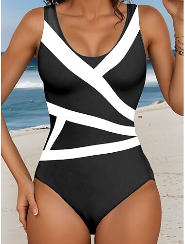  Ženské plavky One Piece Monokini plavky bez zadní části kontrola bříška vysoký pas štíhlý dovolená plážové oblečení geometrický tvar U bez rukávů plavky