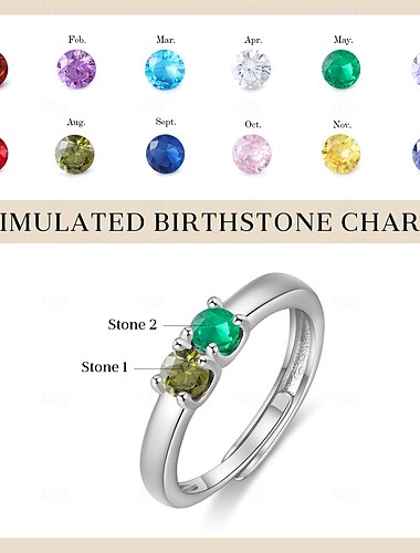  Personalisierter Ring mit zwei anpassbaren Geburtssteinen das beste Geschenk für Mama Hochzeitsgeschenk mit anpassbaren Farben für geliebte Personen