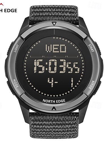  NORTH EDGE Män Digital Klocka Utomhus Sport Kompass Stoppklocka Alarmklocka Datum Nylon Rem Klocka