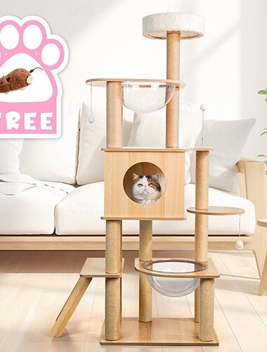  Arbre à chat de 60,63 pouces/maison d'arbre à chat et tours pour grand chat/arbre à chat grimpant avec condo pour chat/griffoir/perchoirs pour arbre à chat, grand arbre à chat à plusieurs niveaux