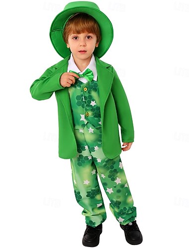  Ziua Sf. Patrick Trifoi irlandez Costum de carnaval Ținute Costume & Blazere Pentru copii Băieți Cosplay Performanță Petrecere Scenă Halloween Carnaval Ziua St. Patrick Costum ușor de carnaval