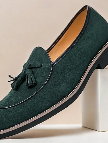  suède loafers voor heren met kwastdetail – stijlvolle, casual instappers met witte biezen, comfortabele schoenen voor dagelijks gebruik en semi-formele gelegenheden