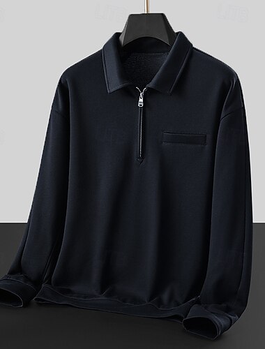  Herren Sweatshirt Viertelreißverschluss Sweatshirt Schwarz Weiß Dunkelgray Polokragen Einfach Reißverschluss Tasche Sport & Outdoor Lässig Täglich Designer Sportbekleidung Basic Frühling Herbst