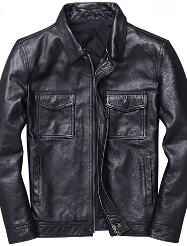  Voor heren Jas van imitatieleer Overgangsjack Bikerjack Motorjas Vakantie Dagelijks Winddicht Houd Warm Zak Herfst winter Effen Modieus Klassiek Opstaand Normaal Imitatieleer Zwart Bruin Jacks